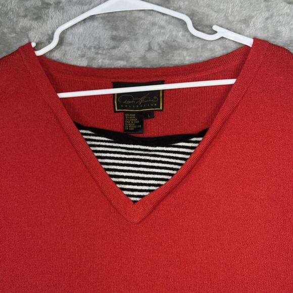 Diane Gilman Large Nautical Red Sweater Blue/white Stripe Inset Long Sleeve - Picture 2 of 8